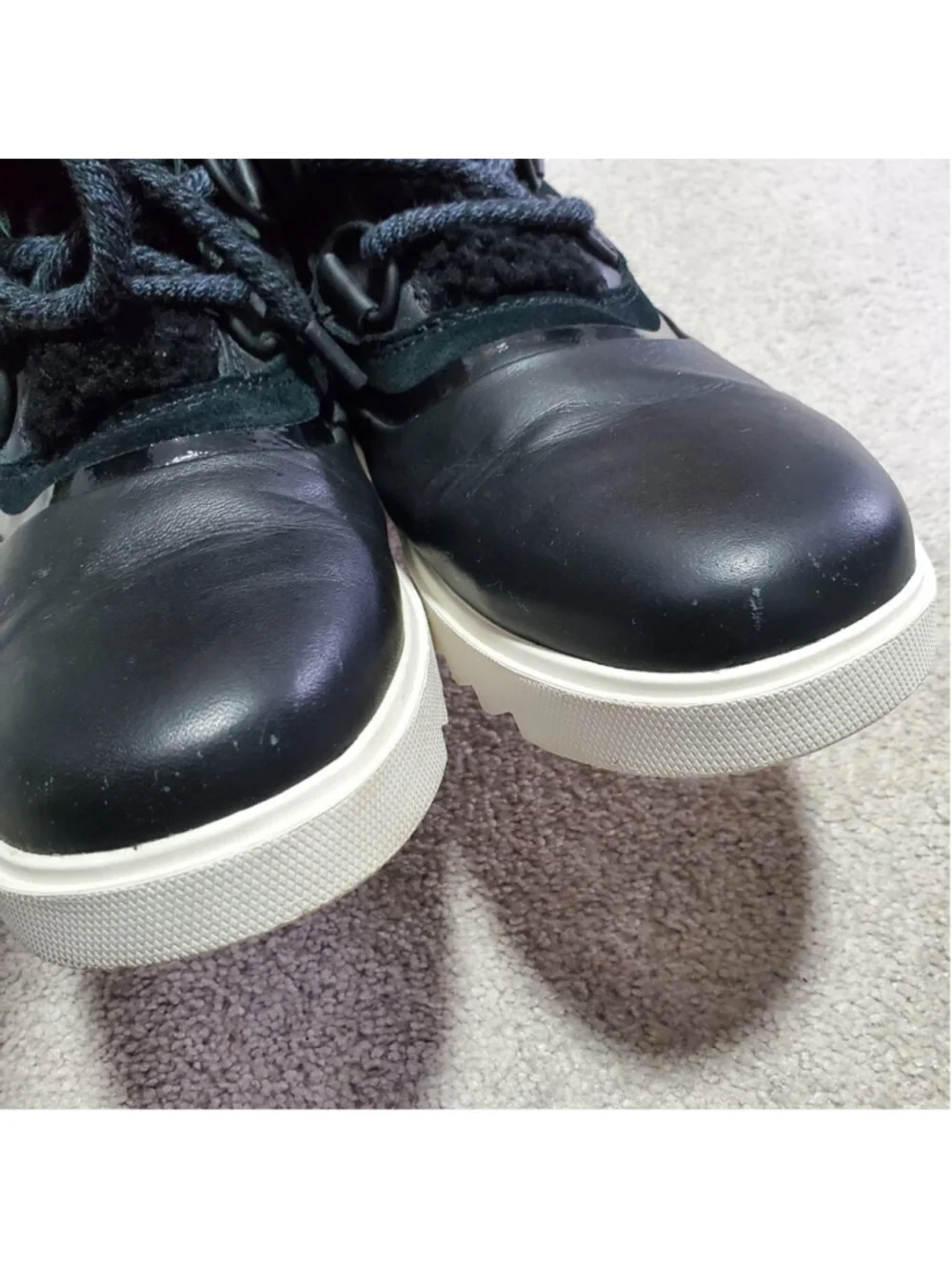 SOREL Joan Of Arctic Next Lite Shearling Snow Boots Black 8.5 Leather Winter
